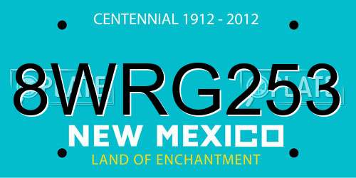 8WRG253 New Mexico License Plate