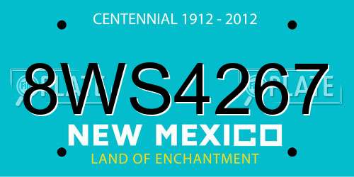 8WS4267 New Mexico License Plate