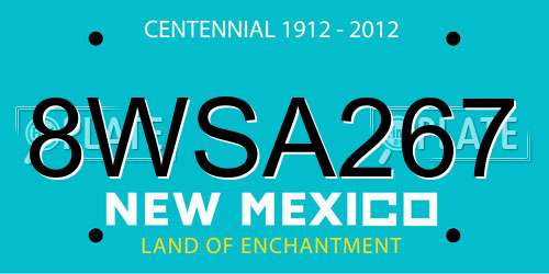 8WSA267 New Mexico License Plate