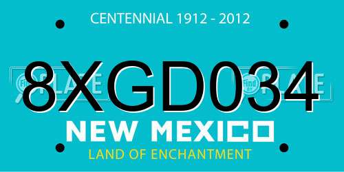8XGD034 New Mexico License Plate