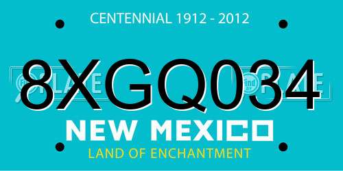 8XGQ034 New Mexico License Plate