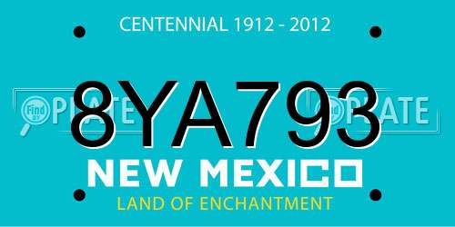 8YA793 New Mexico License Plate
