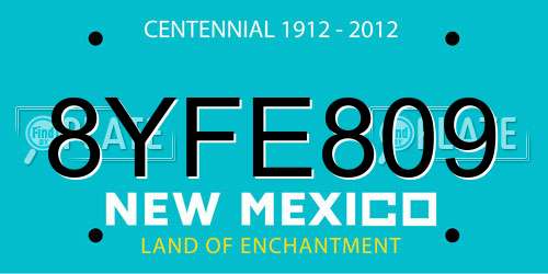 8YFE809 New Mexico License Plate