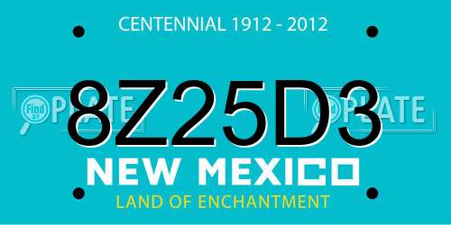 8Z25D3 New Mexico License Plate