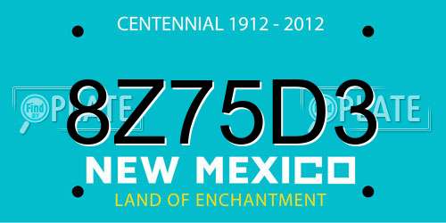 8Z75D3 New Mexico License Plate