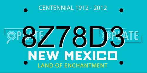 8Z78D3 New Mexico License Plate
