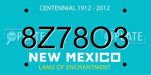 8Z78O3 New Mexico License Plate