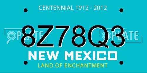 8Z78Q3 New Mexico License Plate