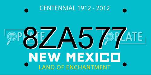 8ZA577 New Mexico License Plate