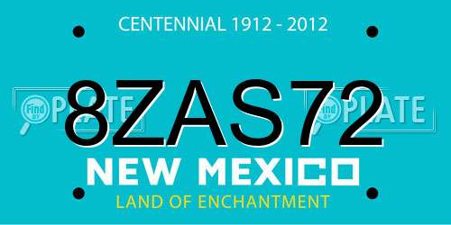 8ZAS72 New Mexico License Plate