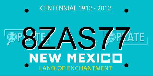8ZAS77 New Mexico License Plate