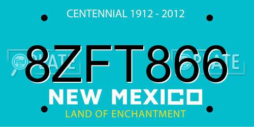 8ZFT866 New Mexico License Plate