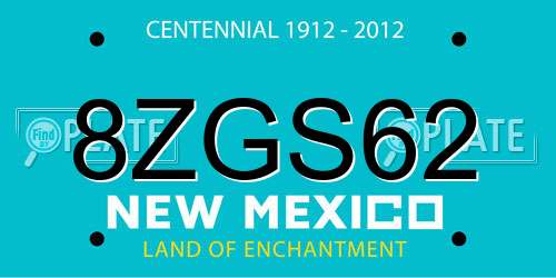 8ZGS62 New Mexico License Plate