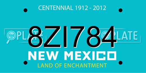 8ZI784 New Mexico License Plate