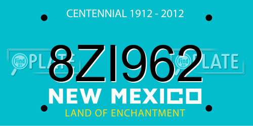 8ZI962 New Mexico License Plate