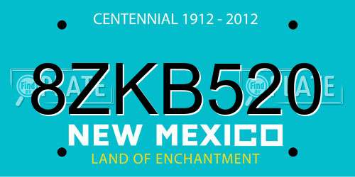 8ZKB520 New Mexico License Plate