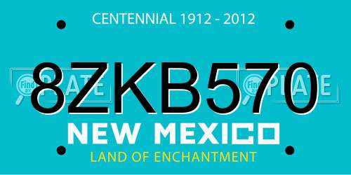 8ZKB570 New Mexico License Plate