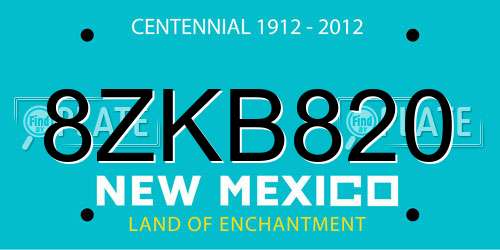 8ZKB820 New Mexico License Plate