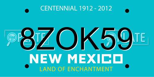 8ZOK59 New Mexico License Plate
