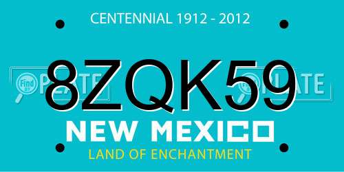 8ZQK59 New Mexico License Plate