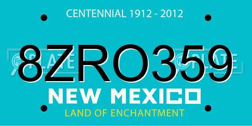 8ZRO359 New Mexico License Plate