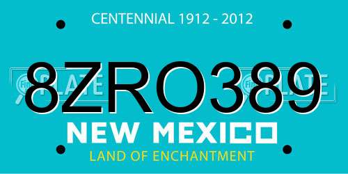 8ZRO389 New Mexico License Plate