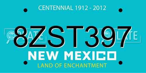 8ZST397 New Mexico License Plate