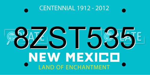 8ZST535 New Mexico License Plate