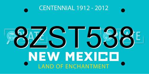 8ZST538 New Mexico License Plate