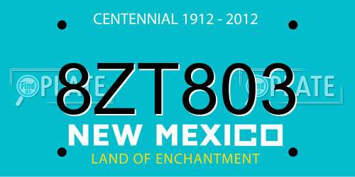 8ZT803 New Mexico License Plate