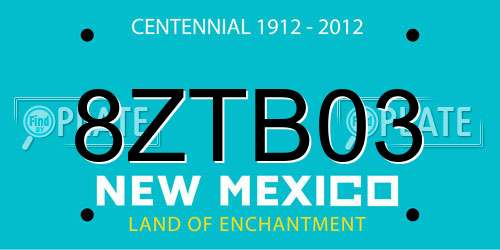8ZTB03 New Mexico License Plate
