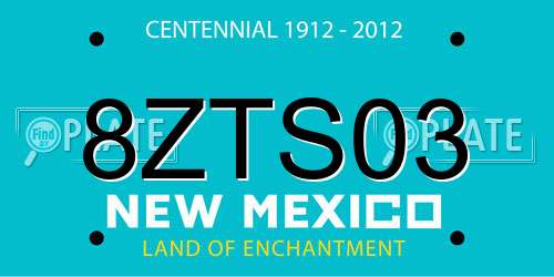 8ZTS03 New Mexico License Plate