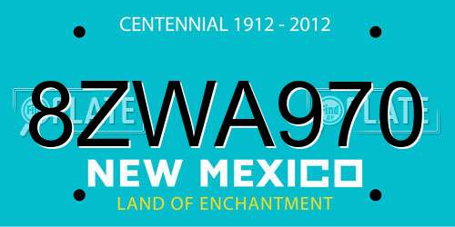 8ZWA970 New Mexico License Plate