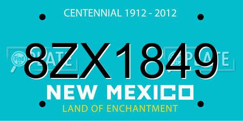 8ZX1849 New Mexico License Plate