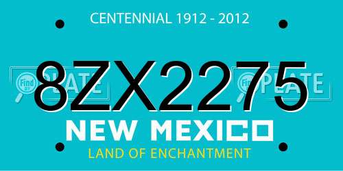 8ZX2275 New Mexico License Plate