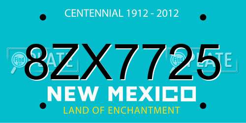 8ZX7725 New Mexico License Plate