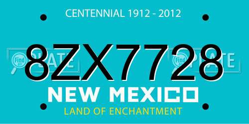 8ZX7728 New Mexico License Plate