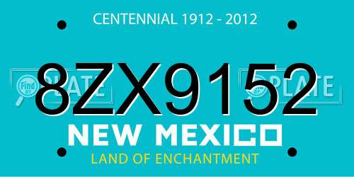 8ZX9152 New Mexico License Plate