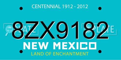 8ZX9182 New Mexico License Plate