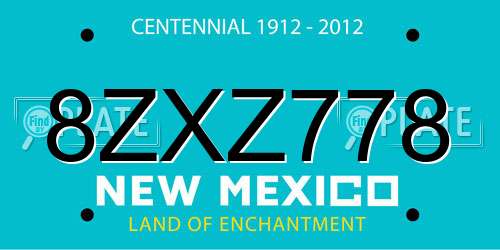 8ZXZ778 New Mexico License Plate