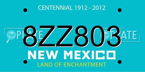 8ZZ803 New Mexico License Plate