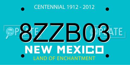 8ZZB03 New Mexico License Plate