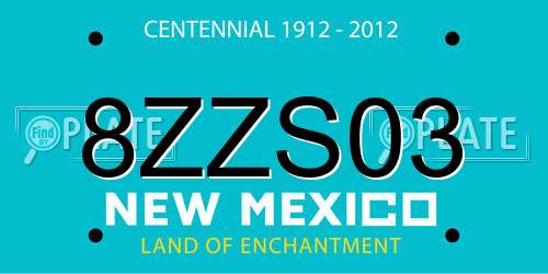 8ZZS03 New Mexico License Plate