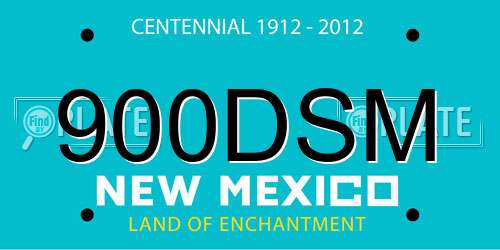900DSM New Mexico License Plate