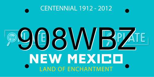 908WBZ New Mexico License Plate
