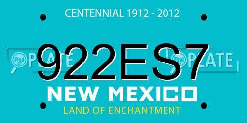 922ES7 New Mexico License Plate