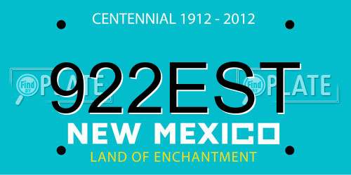 922EST New Mexico License Plate
