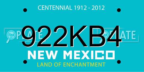 922KB4 New Mexico License Plate