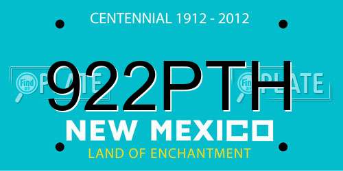 922PTH New Mexico License Plate