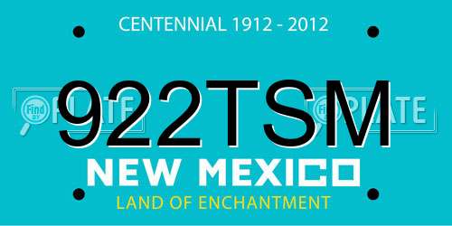 922TSM New Mexico License Plate
